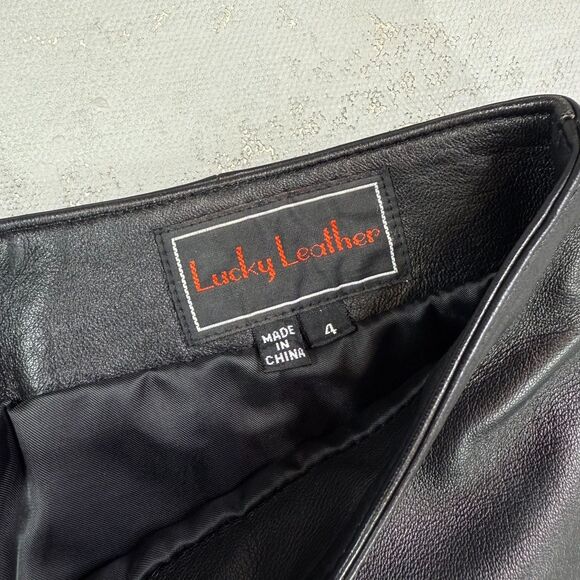 Vintage Lucky Leather Black Leather Mid-Rise Straight Leg Pants Size 4 - Picture 4 of 6